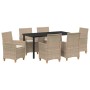Conjunto de Comedor de Jardín 7 pcs Beige ratán sintético