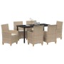 Conjunto de Comedor de Jardín 7 pcs Beige ratán sintético