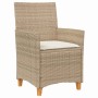 Conjunto de Comedor de Jardín 7 pcs Beige ratán sintético