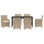 Conjunto de Comedor de Jardín 7 pcs Beige ratán sintético