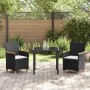 Conjunto de Comedor de Jardín 3 pcs Negro ratán sintético