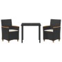 Conjunto de Comedor de Jardín 3 pcs Negro ratán sintético