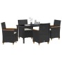 Conjunto de Comedor de Jardín 5 pcs Negro ratán sintético
