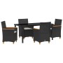 Conjunto de Comedor de Jardín 5 pcs Negro ratán sintético