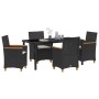 Conjunto de Comedor de Jardín 5 pcs Negro ratán sintético