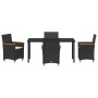 Conjunto de Comedor de Jardín 5 pcs Negro ratán sintético