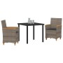 Conjunto de Comedor de Jardín 3 pcs Gris ratán sintético