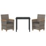 Conjunto de Comedor de Jardín 3 pcs Gris ratán sintético