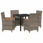 Conjunto de Comedor de Jardín 5 pcs Gris ratán sintético