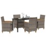 Conjunto de Comedor de Jardín 5 pcs Gris ratán sintético