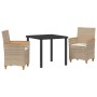 Conjunto de Comedor de Jardín 3 pcs Beige ratán sintético