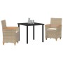 Conjunto de Comedor de Jardín 3 pcs Beige ratán sintético