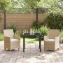Conjunto de Comedor de Jardín 3 pcs Beige ratán sintético