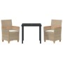 Conjunto de Comedor de Jardín 3 pcs Beige ratán sintético