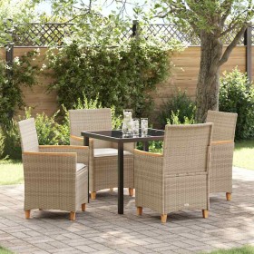 Conjunto de Comedor de Jardín 5 pcs Beige ratán sintético
