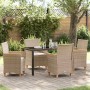 Conjunto de Comedor de Jardín 5 pcs Beige ratán sintético