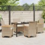 Conjunto de Comedor de Jardín 5 pcs Beige ratán sintético