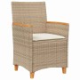 Conjunto de Comedor de Jardín 5 pcs Beige ratán sintético