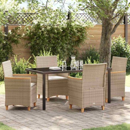Conjunto de Comedor de Jardín 5 pcs Beige ratán sintético