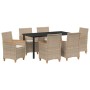 Conjunto de Comedor de Jardín 7 pcs Beige ratán sintético