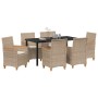 Conjunto de Comedor de Jardín 7 pcs Beige ratán sintético