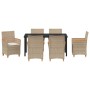 Conjunto de Comedor de Jardín 7 pcs Beige ratán sintético
