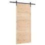 Puerta deslizante Marrón 80 x 208 cm Madera maciza de pino
