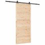 Puerta deslizante Marrón 80 x 208 cm Madera maciza de pino