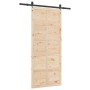 Puerta deslizante Marrón 80 x 208 cm Madera maciza de pino