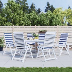 Cojines de silla de respaldo alto 6 uds tela rayas azul&blanco Cojines de silla de respaldo alto 6 uds tela rayas azul&blanco