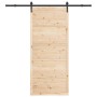 Puerta deslizante Marrón 100 x 208 cm Madera maciza de pino