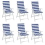 Cojines de silla de respaldo alto 6 uds tela rayas azul&blanco