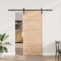Puerta deslizante Marrón 100 x 208 cm Madera maciza de pino
