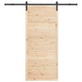 Puerta deslizante Marrón 100 x 208 cm Madera maciza de pino