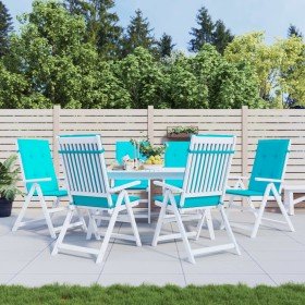 Cojines para sillas con respaldo alto 6 uds tela turquesa Cojines para sillas con respaldo alto 6 uds tela turquesa