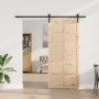 Puerta deslizante Marrón 100 x 208 cm Madera maciza de pino