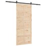 Puerta deslizante Marrón 100 x 208 cm Madera maciza de pino