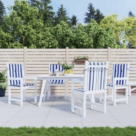 Cojines silla de respaldo bajo 4 uds tela a rayas azul y blanco Cojines silla de respaldo bajo 4 uds tela a rayas azul y blanco