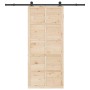 Puerta deslizante Marrón 80 x 208 cm Madera maciza de pino