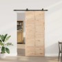 Puerta deslizante Marrón 80 x 208 cm Madera maciza de pino