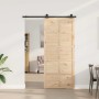 Puerta deslizante Marrón 80 x 208 cm Madera maciza de pino