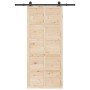 Puerta deslizante Marrón 80 x 208 cm Madera maciza de pino