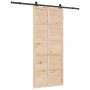 Puerta deslizante Marrón 80 x 208 cm Madera maciza de pino