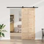Puerta deslizante Marrón 80 x 208 cm Madera maciza de pino