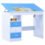 Escritorio infantil de dibujo inclinable azul y blanco