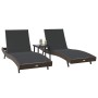 Tumbonas 3 pcs Marrón 40 x 40 x 40.5 cm ratán sintético