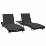 Tumbonas 3 pcs Negro 40 x 40 x 40.5 cm ratán sintético