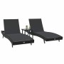Tumbonas 3 pcs Negro 40 x 40 x 40.5 cm ratán sintético