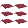 Cojines silla de jardín 6 uds tela Oxford rojo tinto 40x40x7 cm