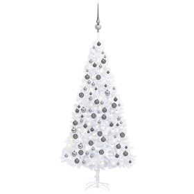 Árbol de Navidad artificial con luces LED y bolas blanco 300 cm